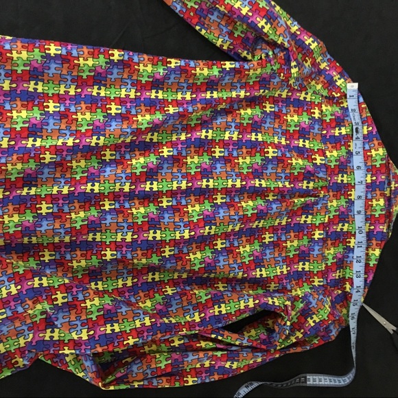 Burning Man EDM Rainbow Puzzle Dress Shirt Men S - Picture 6 of 8